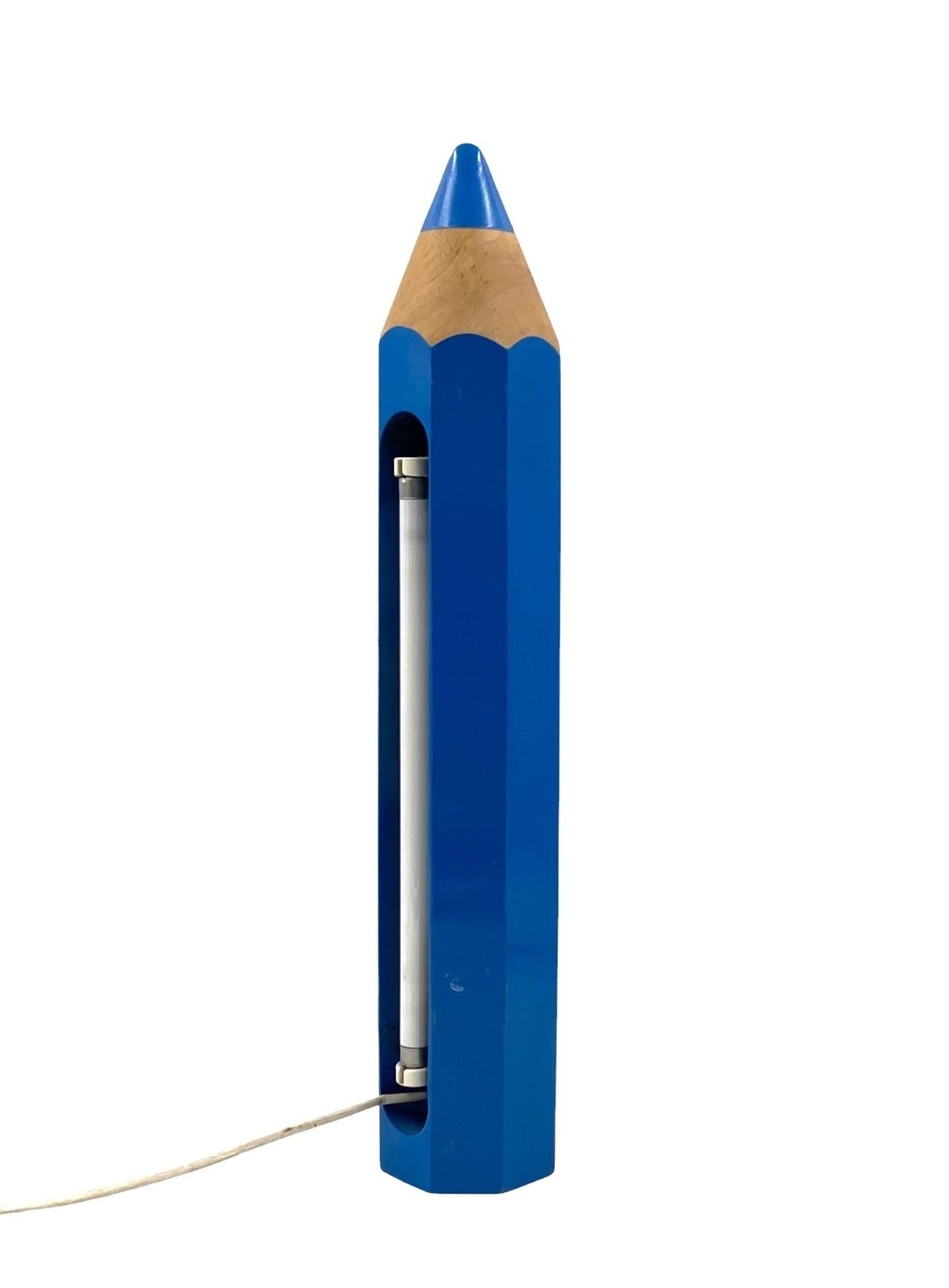 Michel Aroutcheff, Postmodern Blue Pencil Table Lamp, Ed. Vilac France 1980s photo Lighting