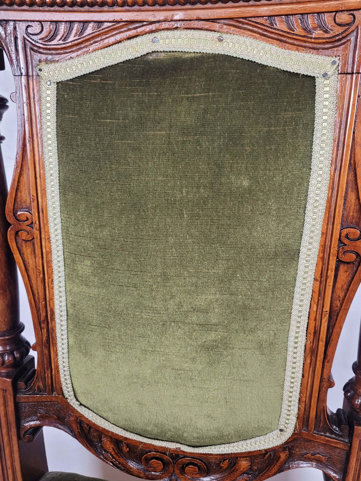 Victorian Hall Chair Oak Upholstered Foliate Carvings Castors photo buy