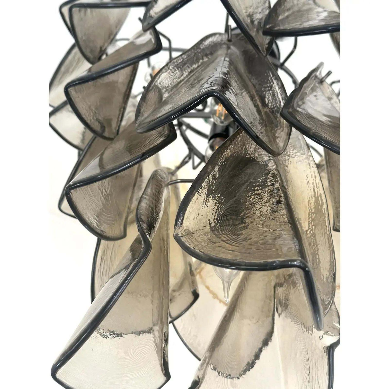 Smoked Fumé Murano Glass “Rondini” Cascade Chandelier, Modern Venetian Design photo buy