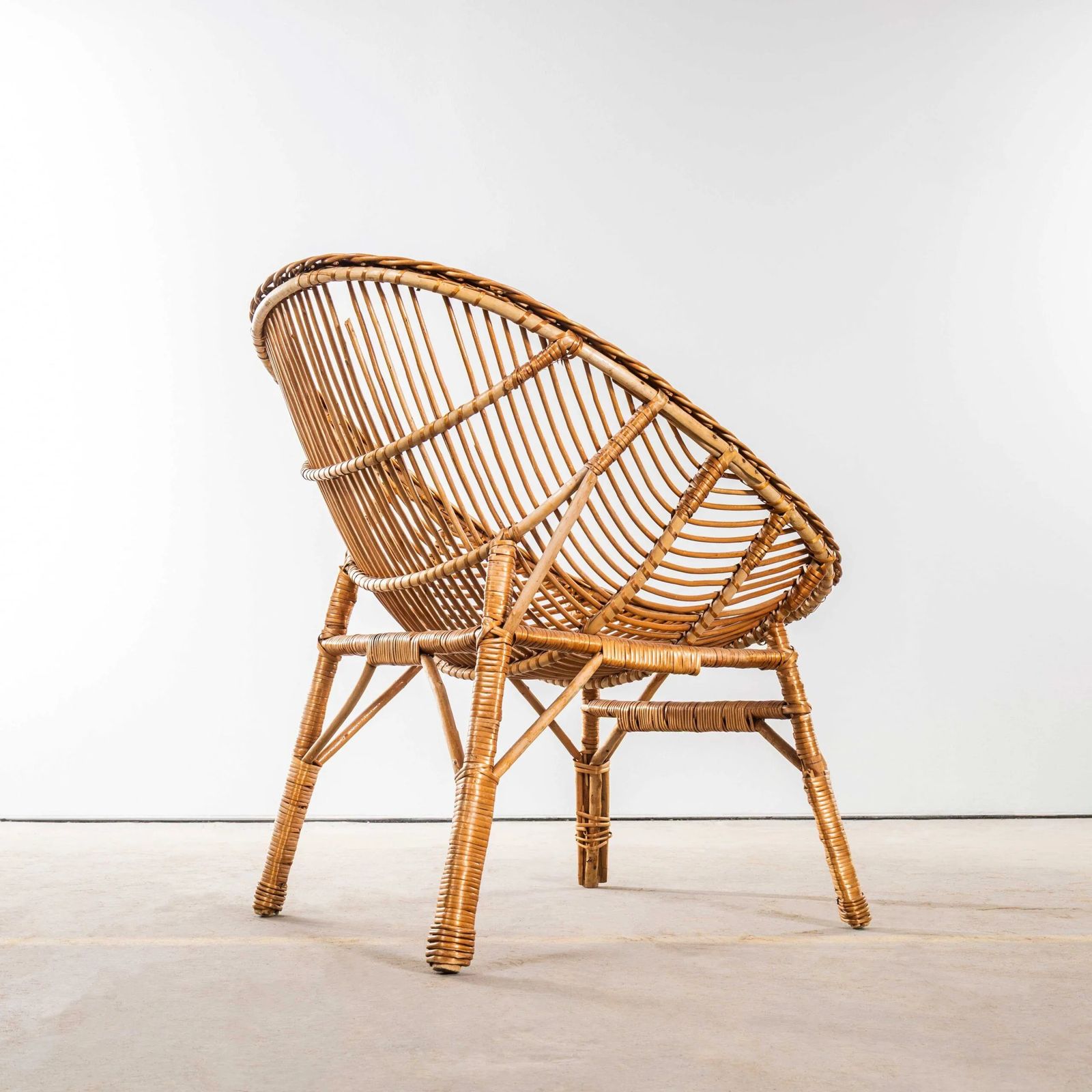 1960’s French Rattan Dish Armchair photo for sale