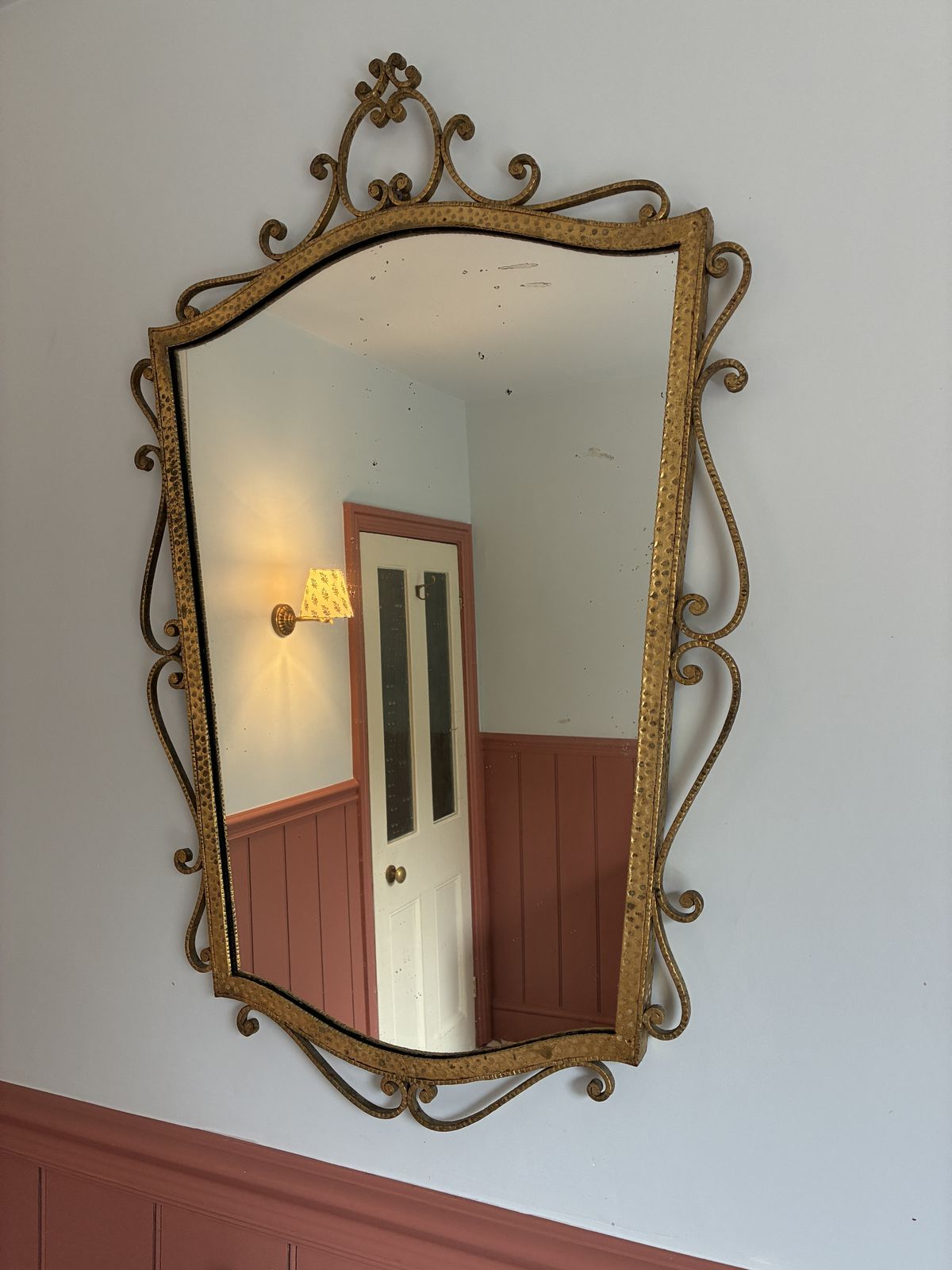 Italian Midcentury Mirror By Pier Luigi Colli, Gilt Wrought Iron