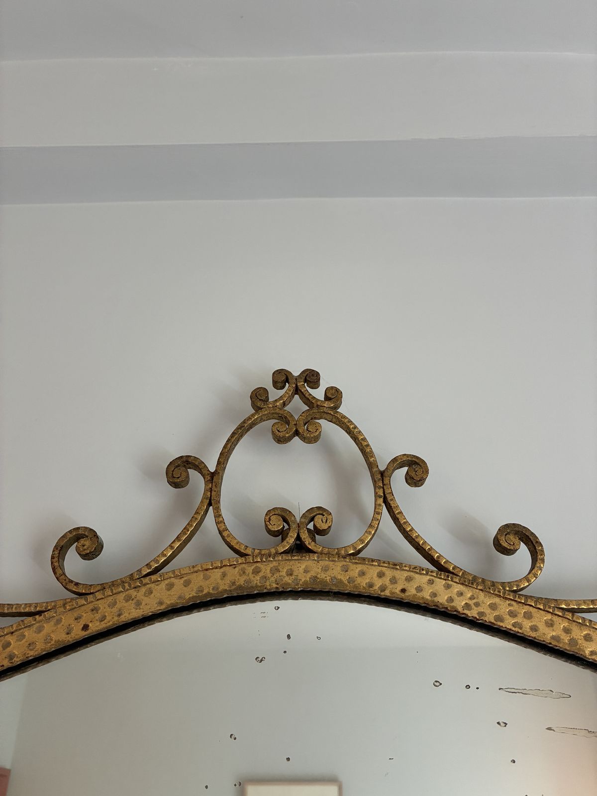 Italian Midcentury Mirror By Pier Luigi Colli, Gilt Wrought Iron photo for sale