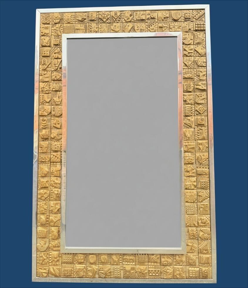 A Large Unique 1950s Handmade Tiled Mirror By English Artist Ron Hitchins photo for sale