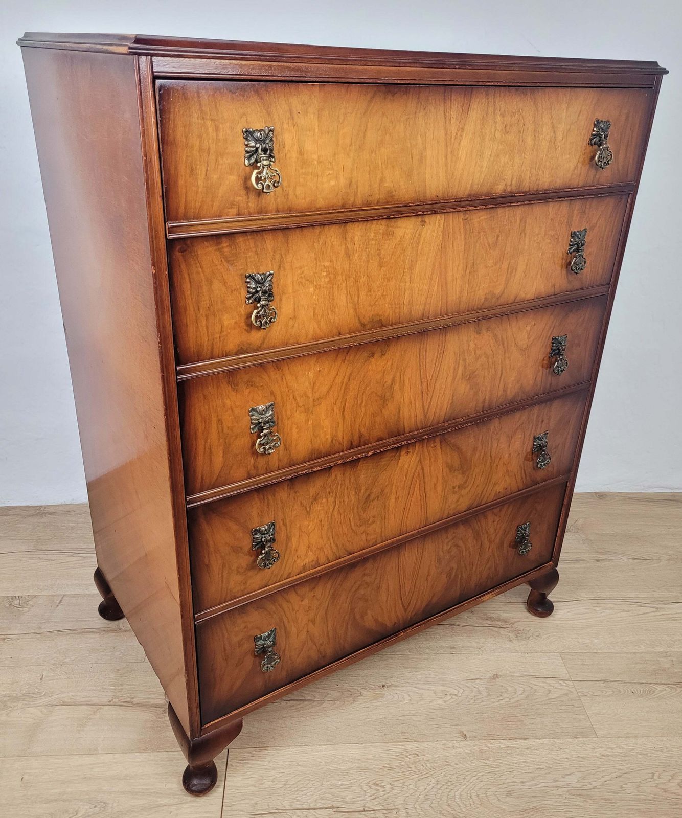 Chest Of Drawers 5 Vintage 1950s Mahogany Antique photo for sale