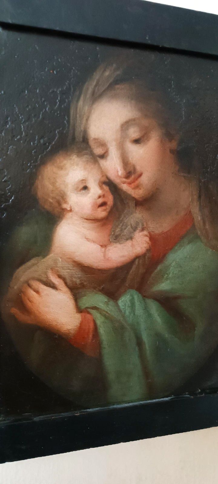 Antique Copper Painting Madonna With Child Italian School photo vinterior