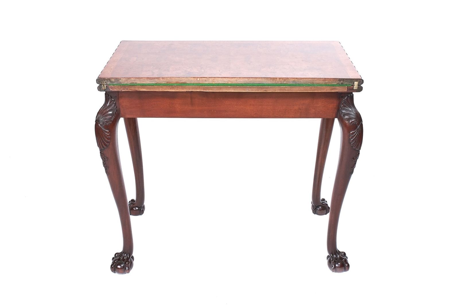 Fine Georgian Revival Walnut & Carved Irish Card Table, Circa 1900 photo vinterior