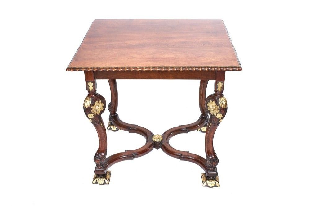 William And Mary Revival Walnut Centre Table With Parcel Gilt Decoration photo Furniture