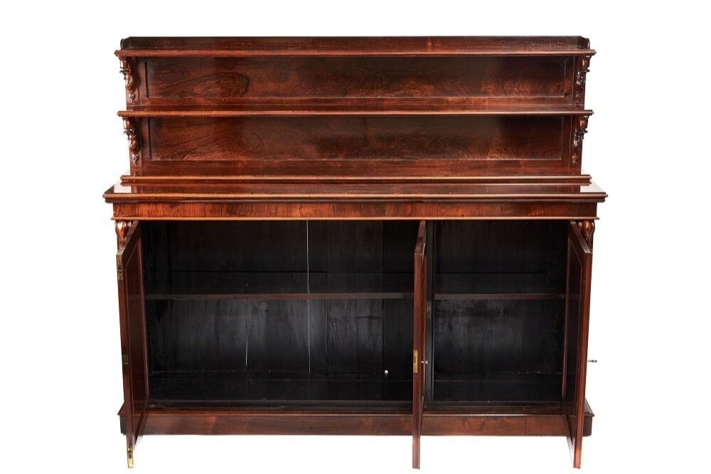 Impressive Late Regency Goncalo Alves 3 Door Side Cabinet photo furniture