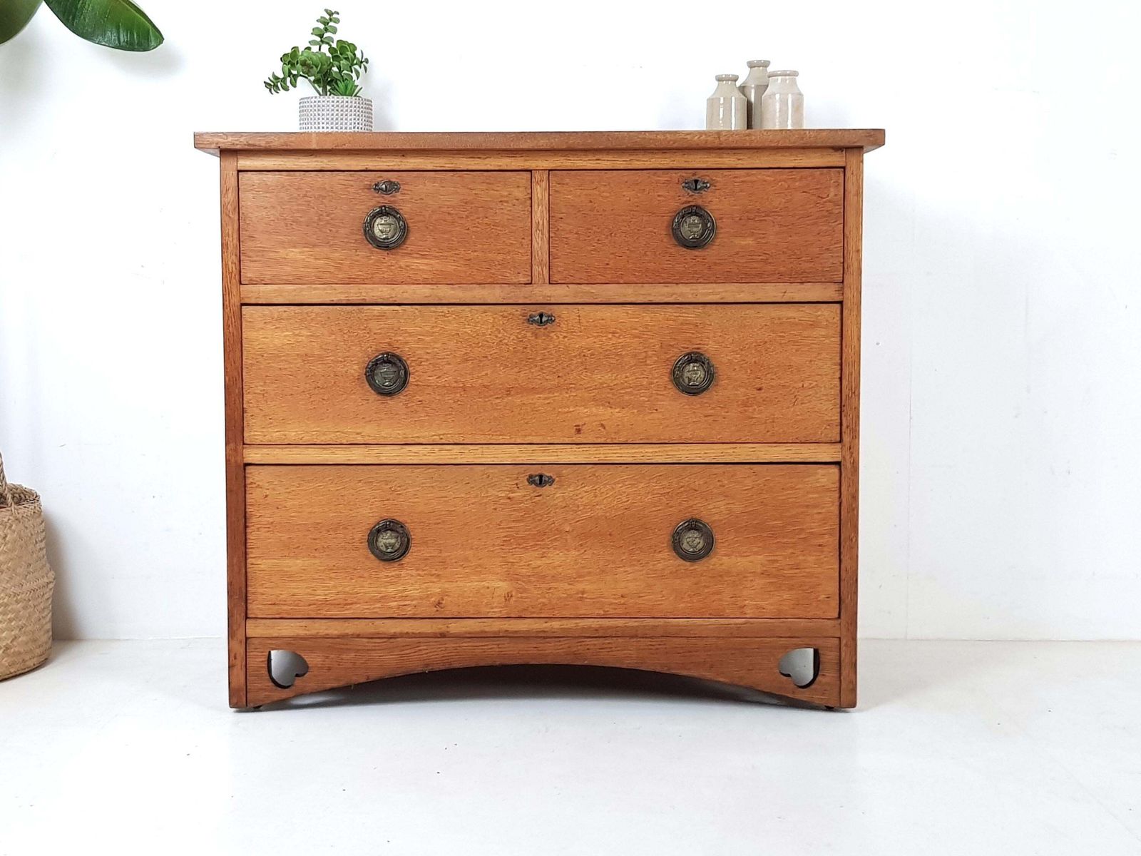 Antique Solid Oak Chest Of Drawers