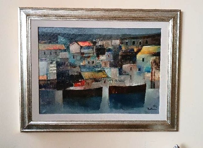 Dipinto Olio Su Tela Marina 1976 Lido Bettarini Tela 70x50 Cm