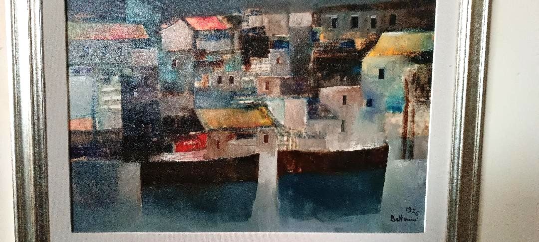Dipinto Olio Su Tela Marina 1976 Lido Bettarini Tela 70x50 Cm photo Art