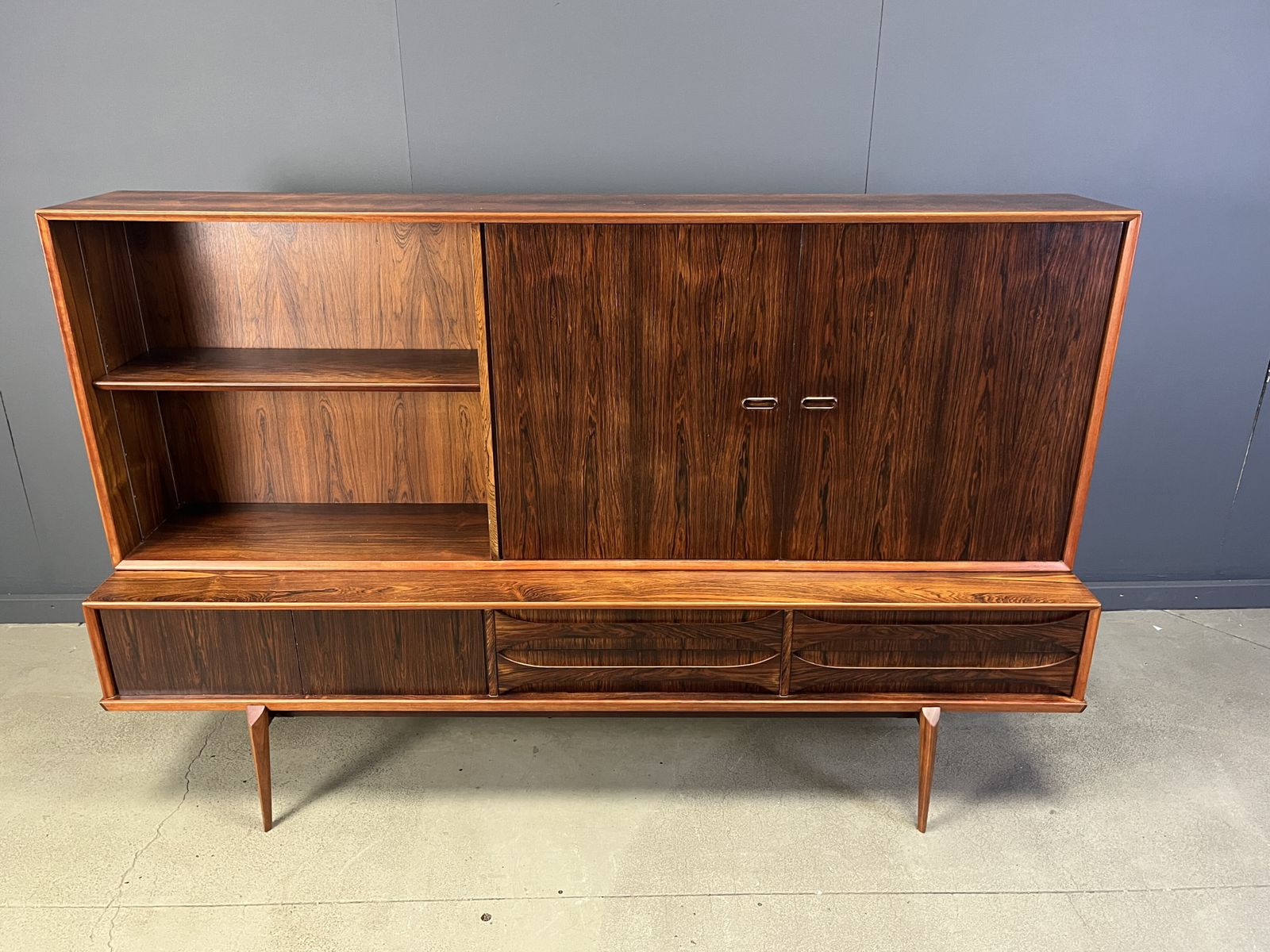 photo vinterior Oswald Vermaercke Paola Rosewood Highboard For V Form Belgium 1959
