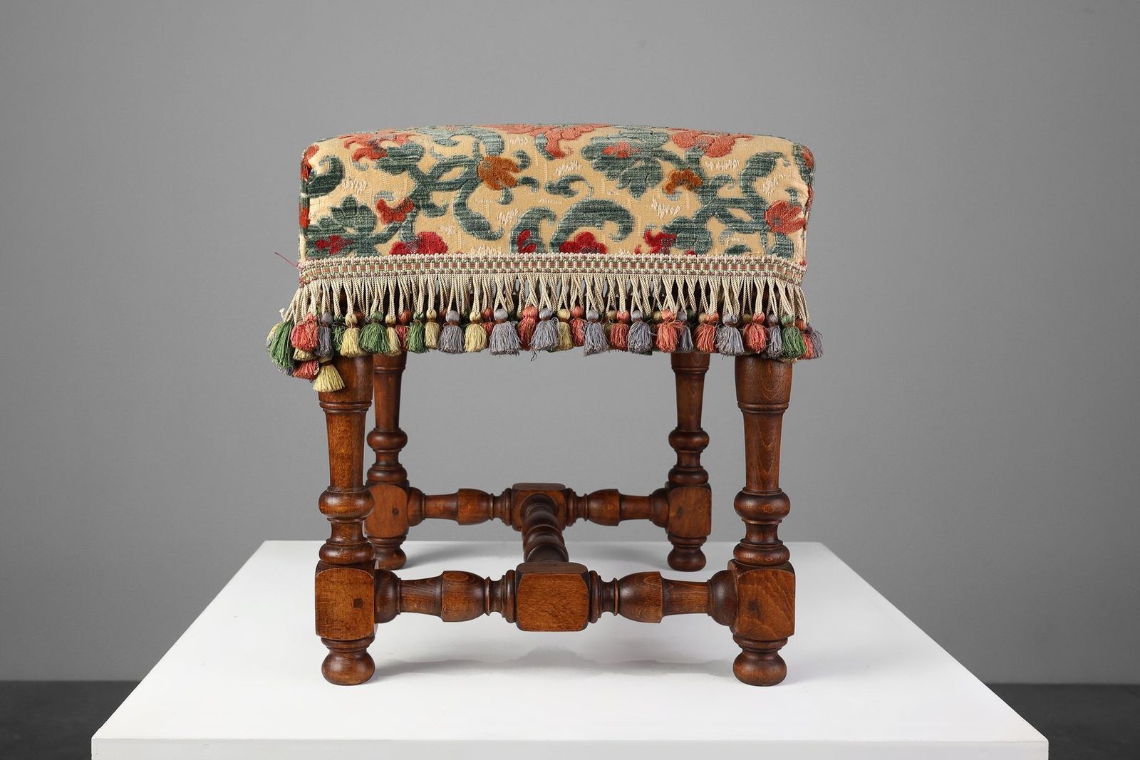 Antique Wood And Fabric Ottoman, France, 1890s photo 1049.0