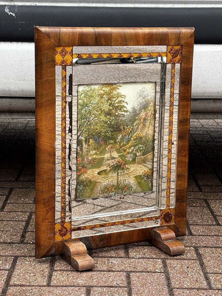 Art Deco Walnut And Glass Fire Screen photo for sale