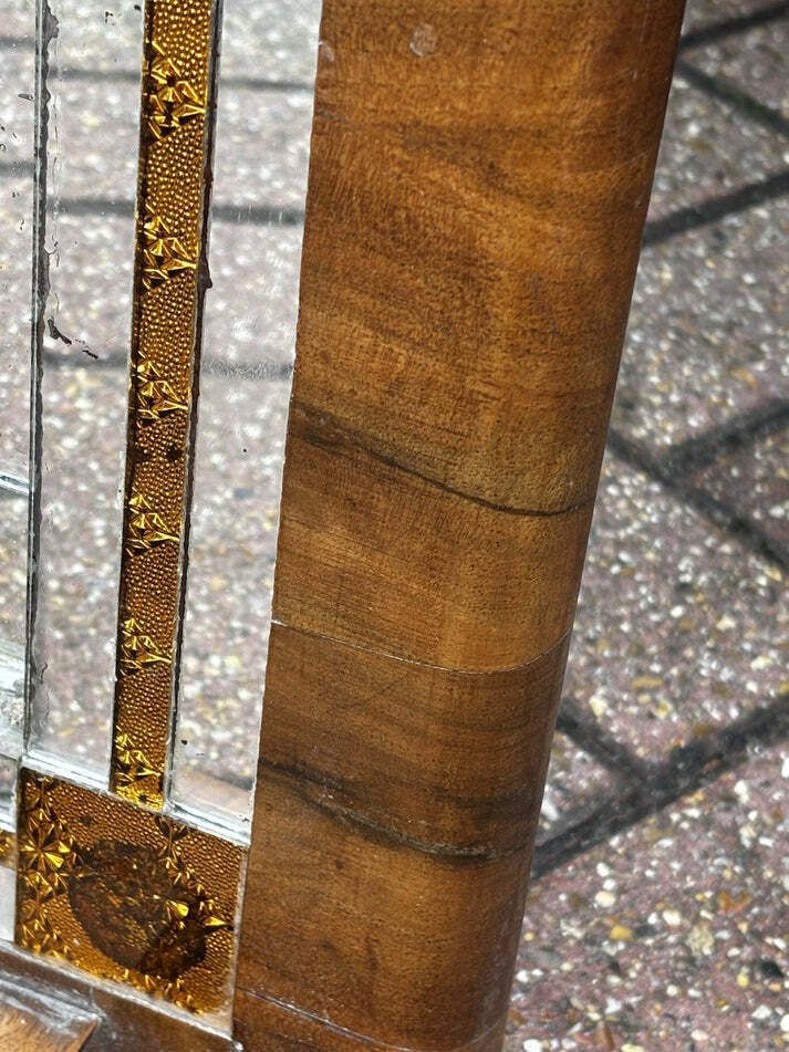 photo furniture Art Deco Walnut And Glass Fire Screen