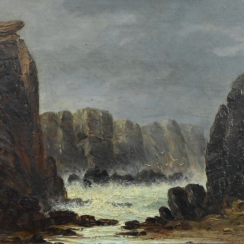 Painting "The Wild Coast Of Belle île En Mer", 19th Century French School photo furniture