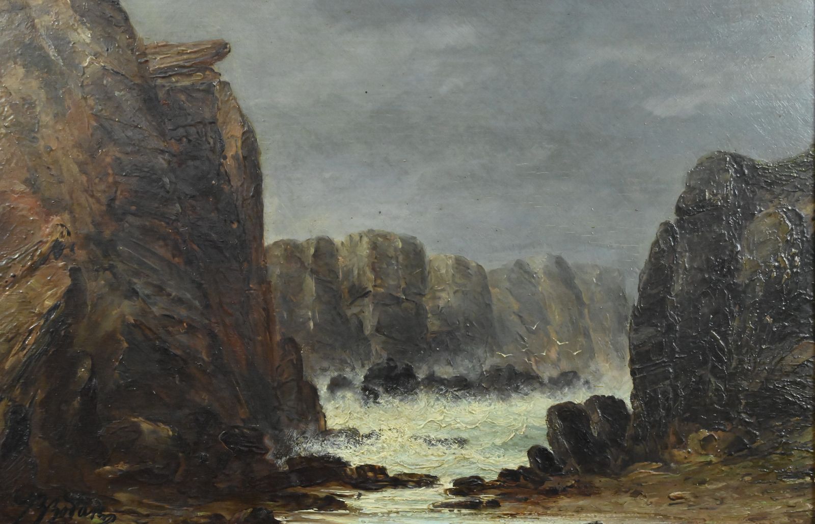 Painting "The Wild Coast Of Belle île En Mer", 19th Century French School photo 1620.0