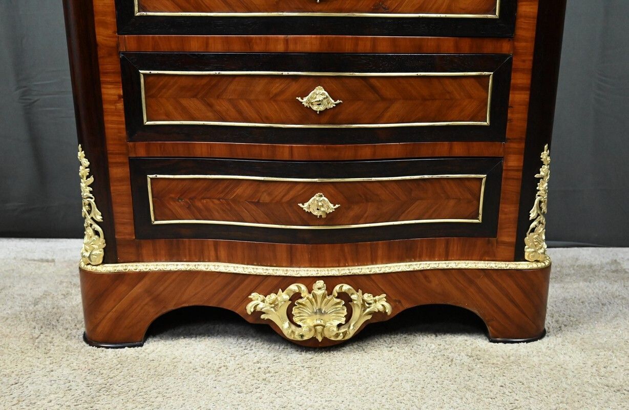 2830.0 Inlaid Secretary Desk In Precious Woods, Napoleon III Period – Mid 19th Century photo