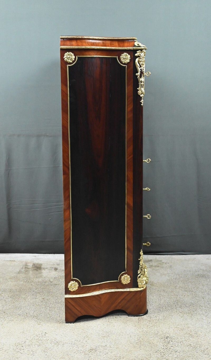 photo vintage Inlaid Secretary Desk In Precious Woods, Napoleon III Period – Mid 19th Century