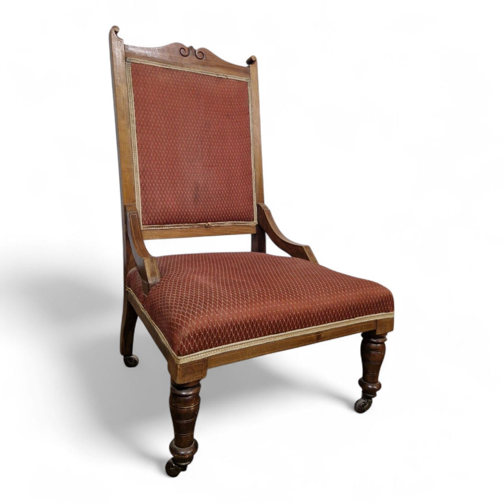 Antique Victorian Fireside Chair Carved Occasional Salon Chair Bedroom Chair photo for sale