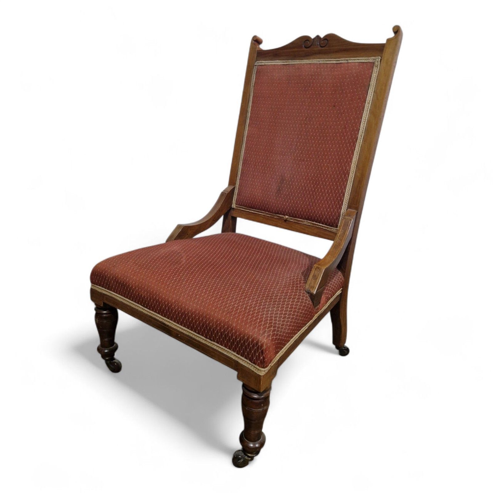 photo vinterior Antique Victorian Fireside Chair Carved Occasional Salon Chair Bedroom Chair
