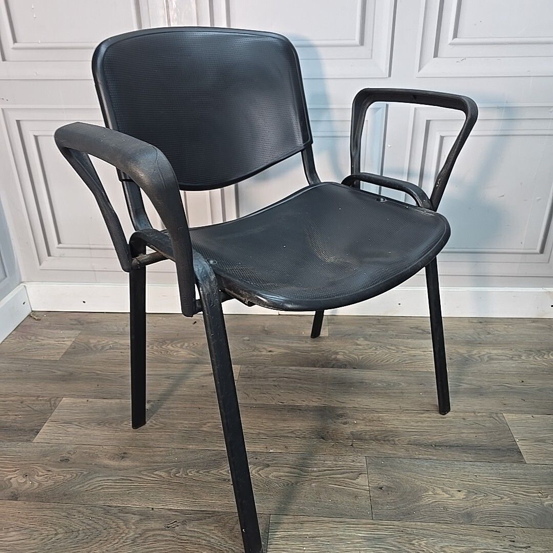 photo vinterior 5 Stacking Office Chairs Black Conference With Arms Guest Visitor Waiting Room