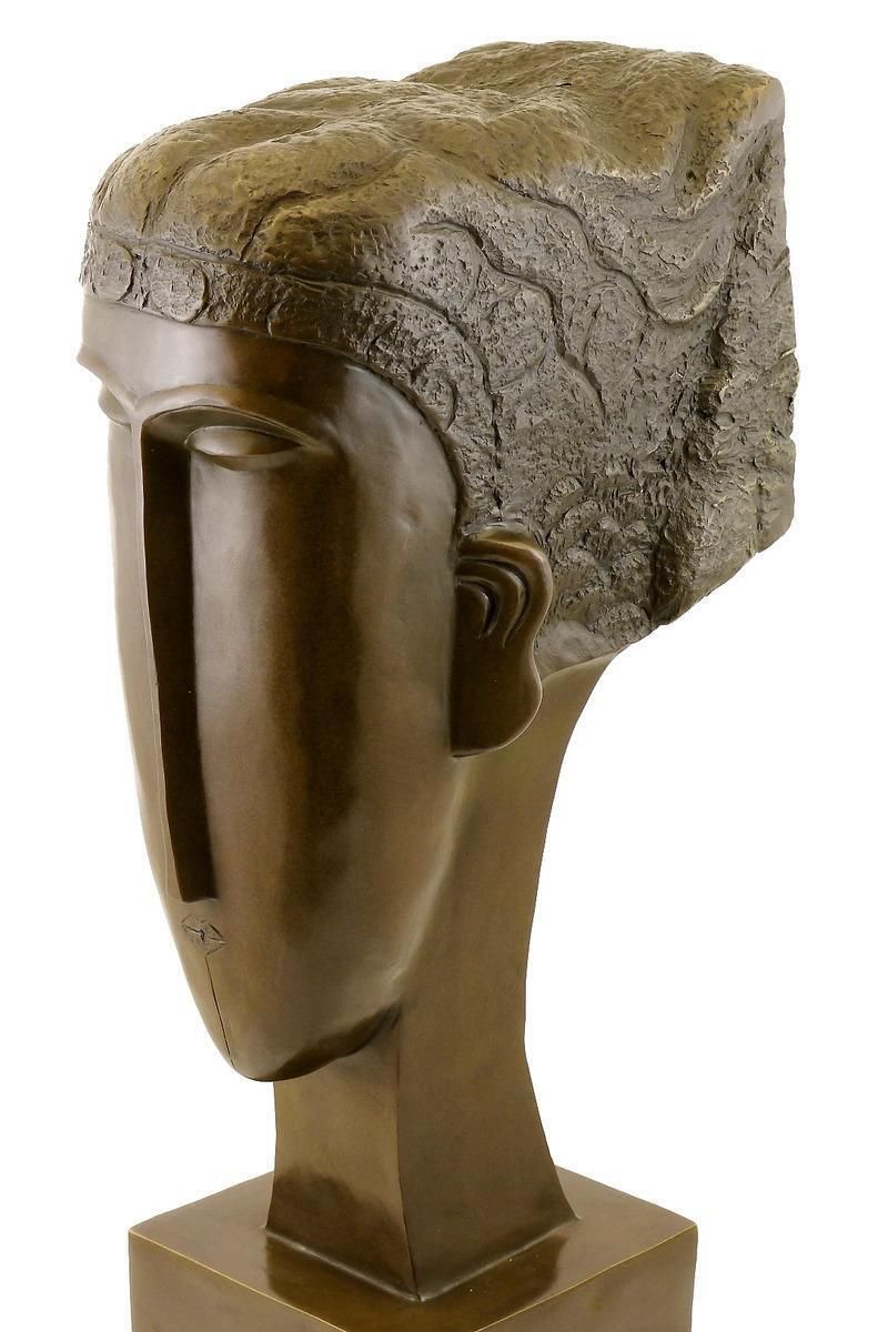 Art Deco Style Brown Patinated Bronze Woman’s Head Sculpture photo for sale