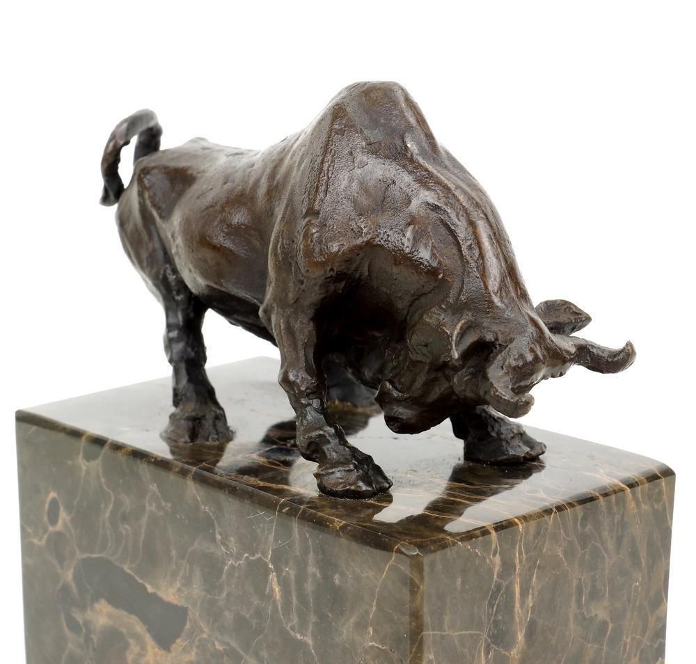 Art Deco Style Brown Patinated Bronze Bull Animal Sculpture photo buy