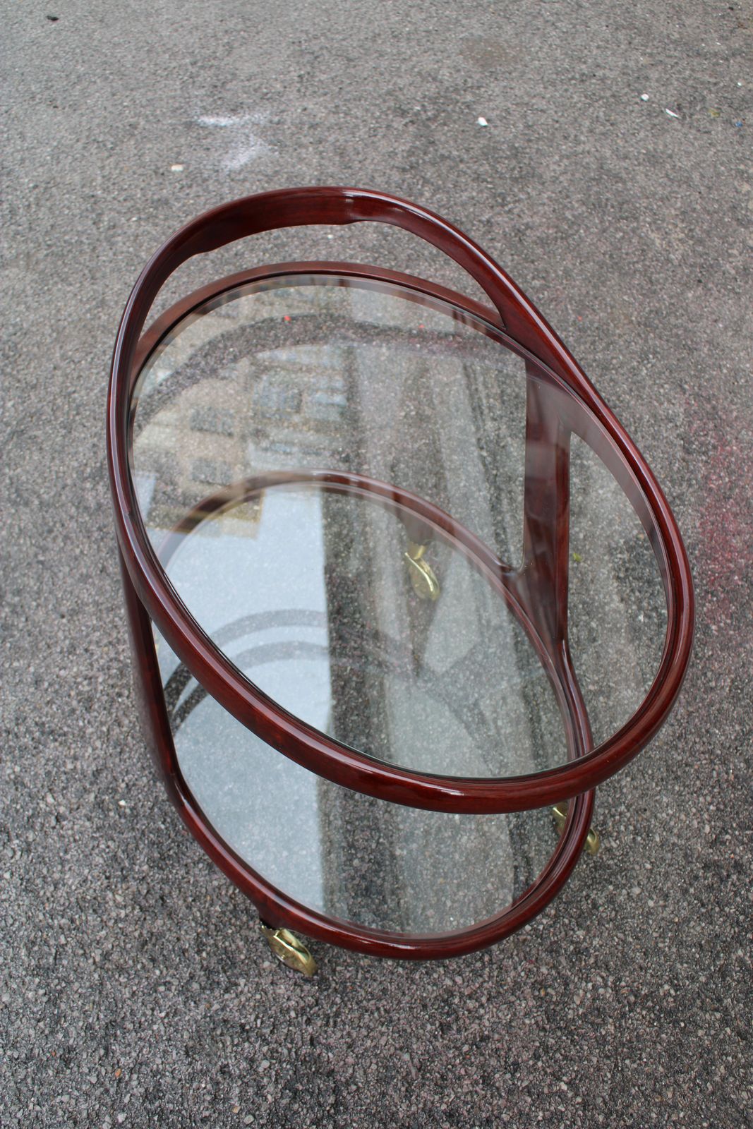 Cesare Lacca 1950 Italia Oval Shaped Bar Cart With Brass Wheels photo vintage