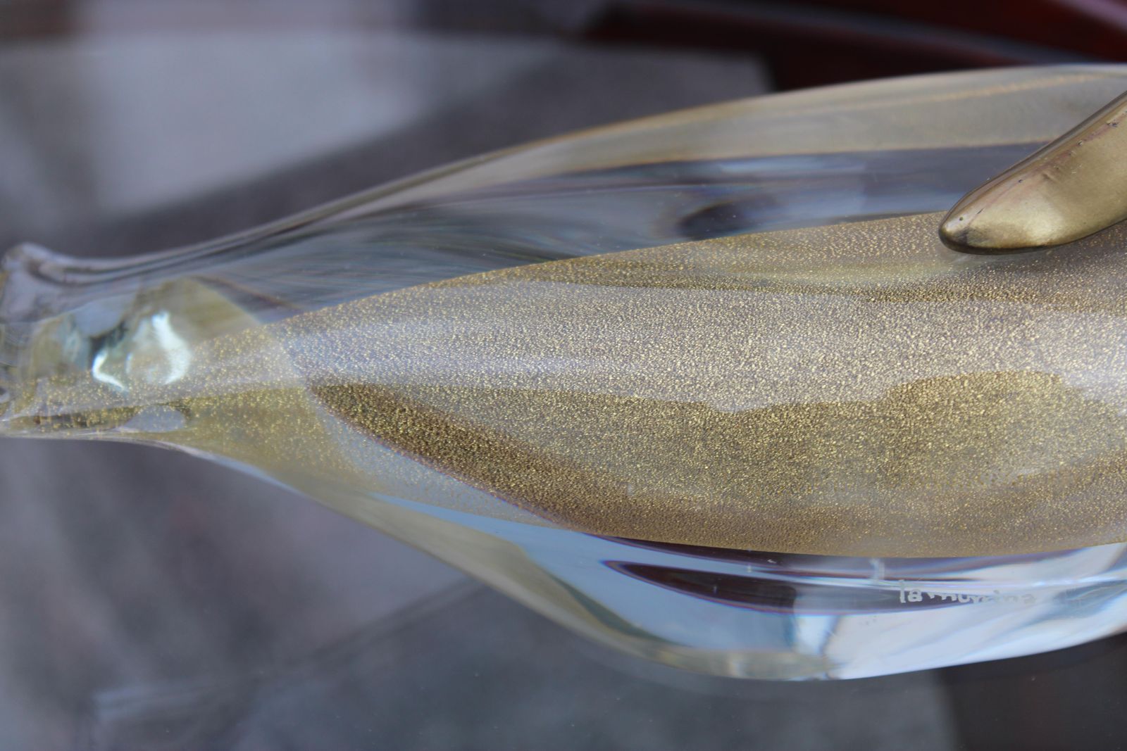 Duck In Murano Glass La Murrina And Brass Italian Design 1970 Gold Dust photo Art
