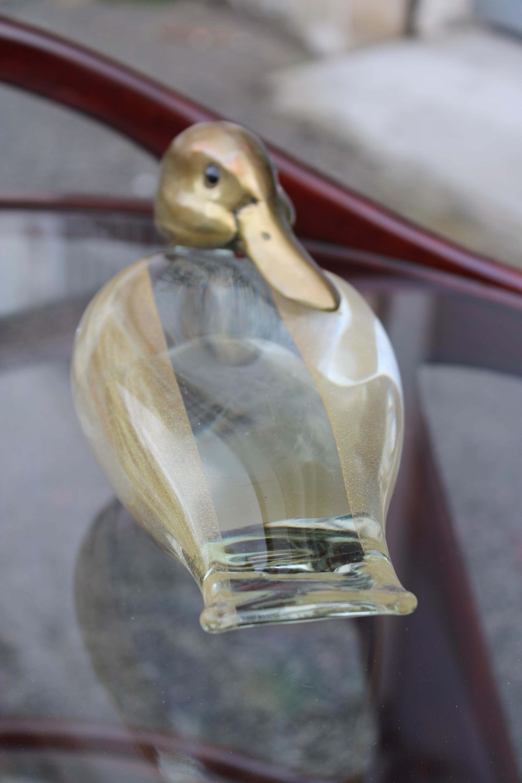 Duck In Murano Glass La Murrina And Brass Italian Design 1970 Gold Dust photo vintage