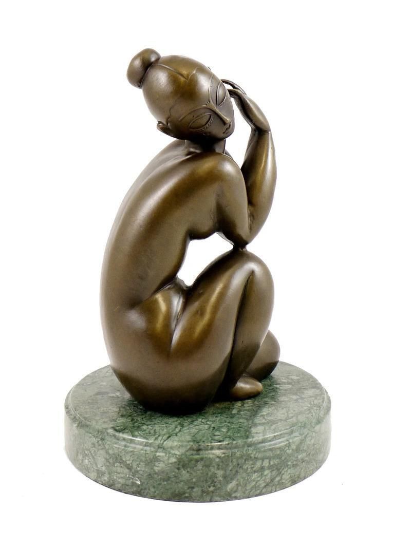 Art Deco Brown Patinated Bronze Female Nude Sculpture photo 1572.0