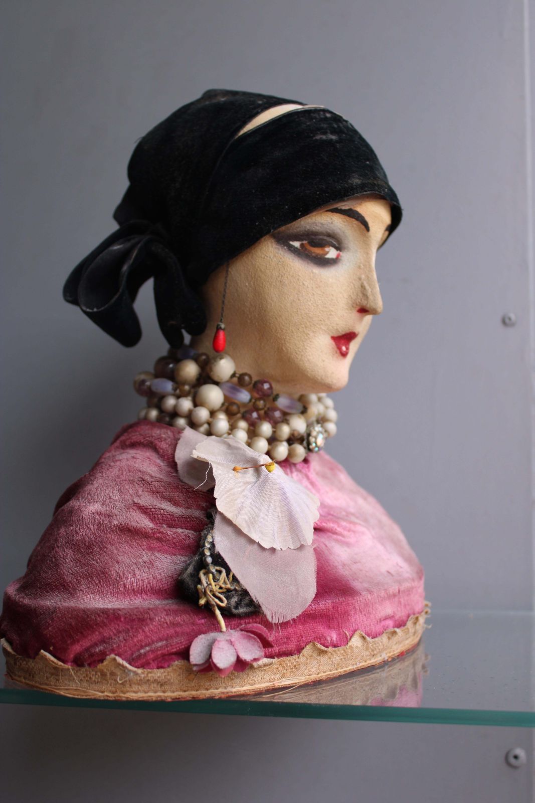 Papier Mâché And Fabric Bust Depicting An Elegant Woman Art Deco France 1920s photo 1574.0