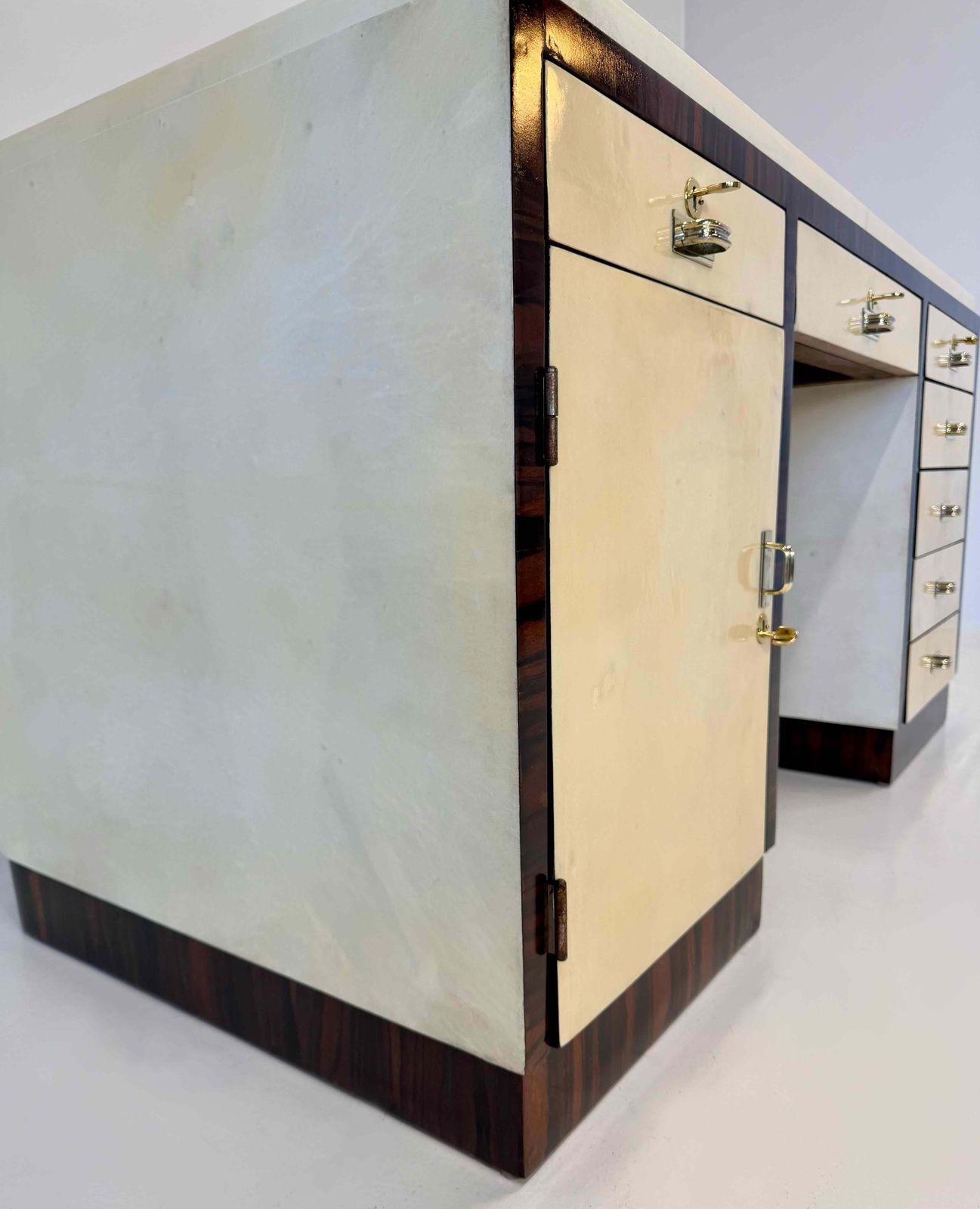 Italian Art Deco Parchment Desk In The Style Of Borsani, 1940s photo buy