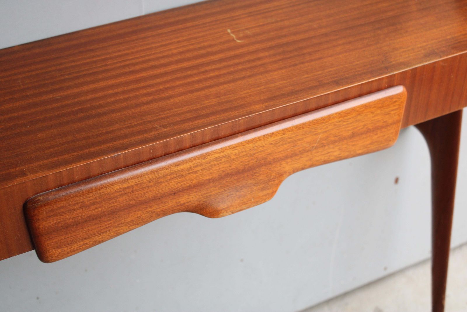 Italian Minimal Console Table In Sagomato Wood Style Carlo Mollino Mid Century photo for sale