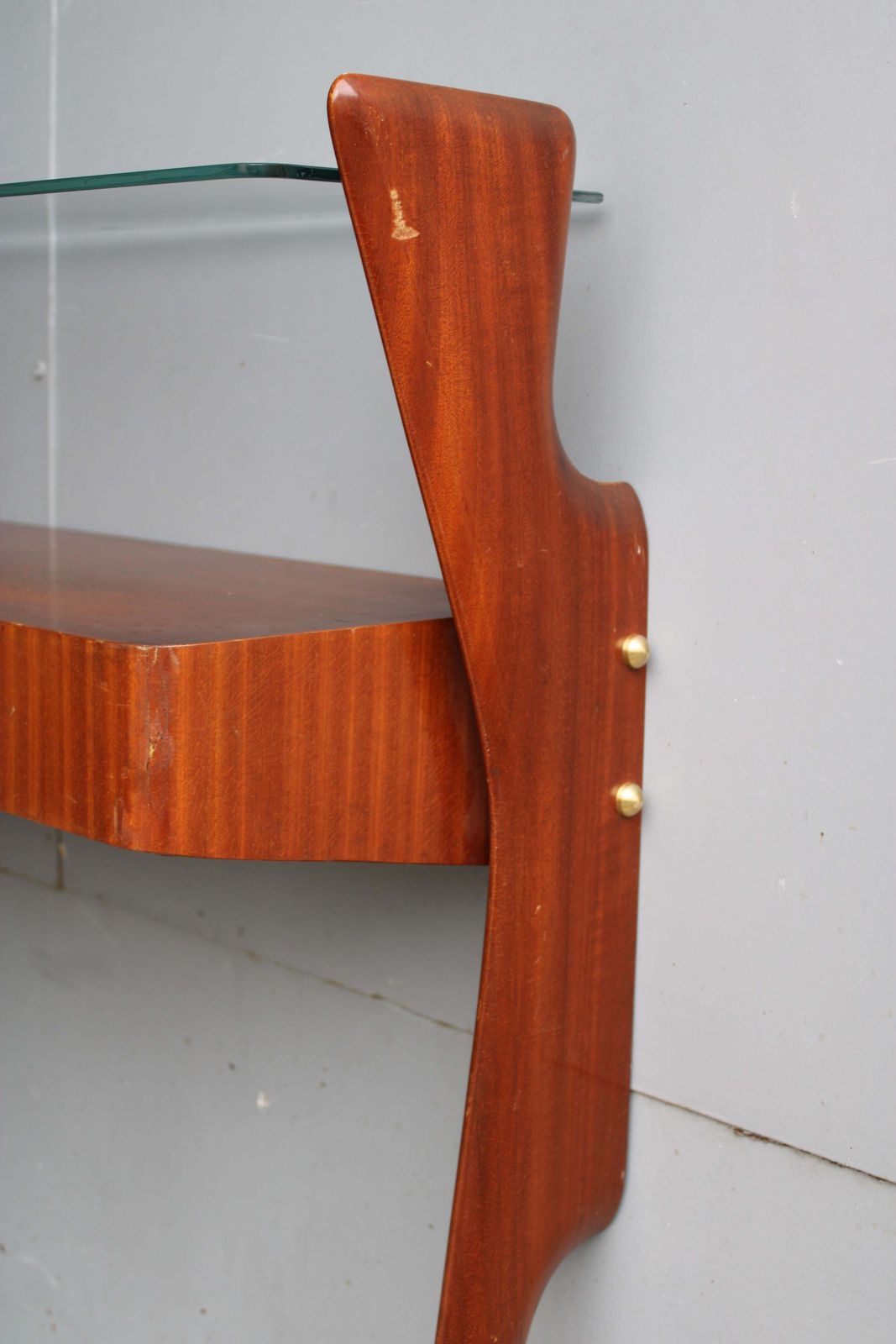 Italian Minimal Console Table In Sagomato Wood Style Carlo Mollino Mid Century photo buy
