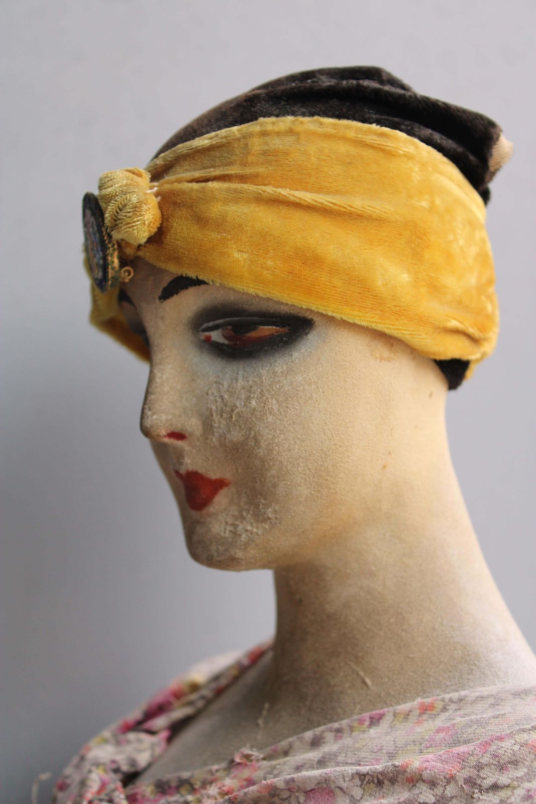 Papier Mâché And Fabric Bust Depicting An Elegant Woman Art Deco France 1920s photo vintage