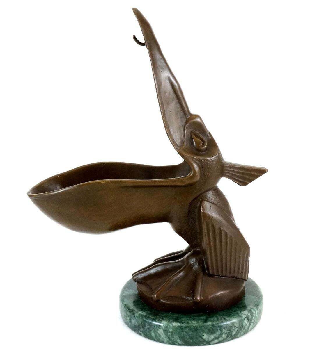 Art Deco Style Pelican Pocket Watch Holder In Bronze, Inspired By Leopold Verler photo for sale