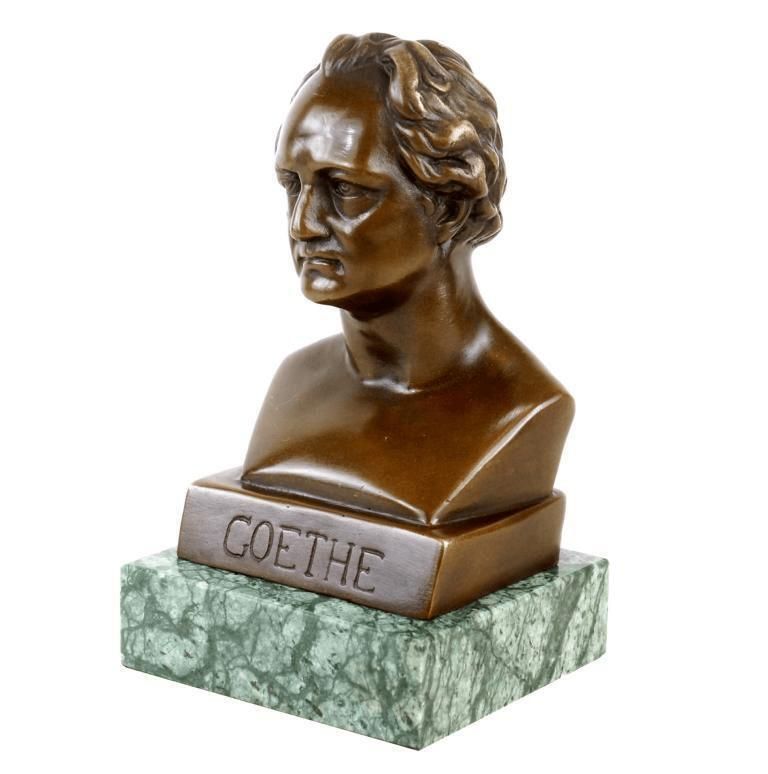 Bronze Bust Of Johann Wolfgang Von Goethe On Marble Base, 19th Century Style photo vinterior