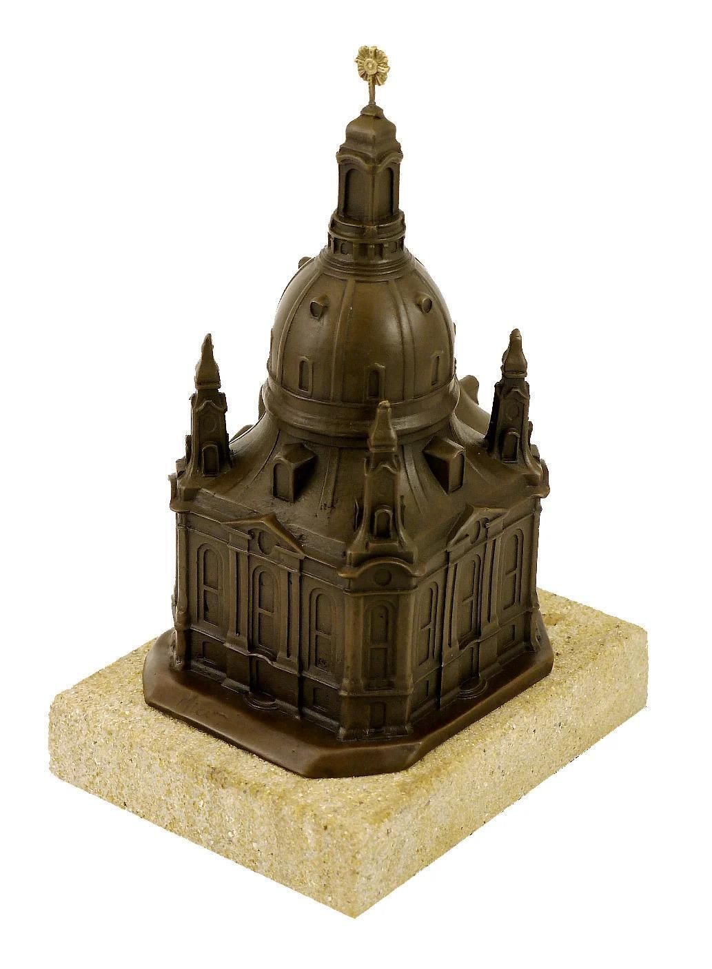 Bronze Church Sculpture Of The Dresden Frauenkirche, XVIII Century Style photo vintage