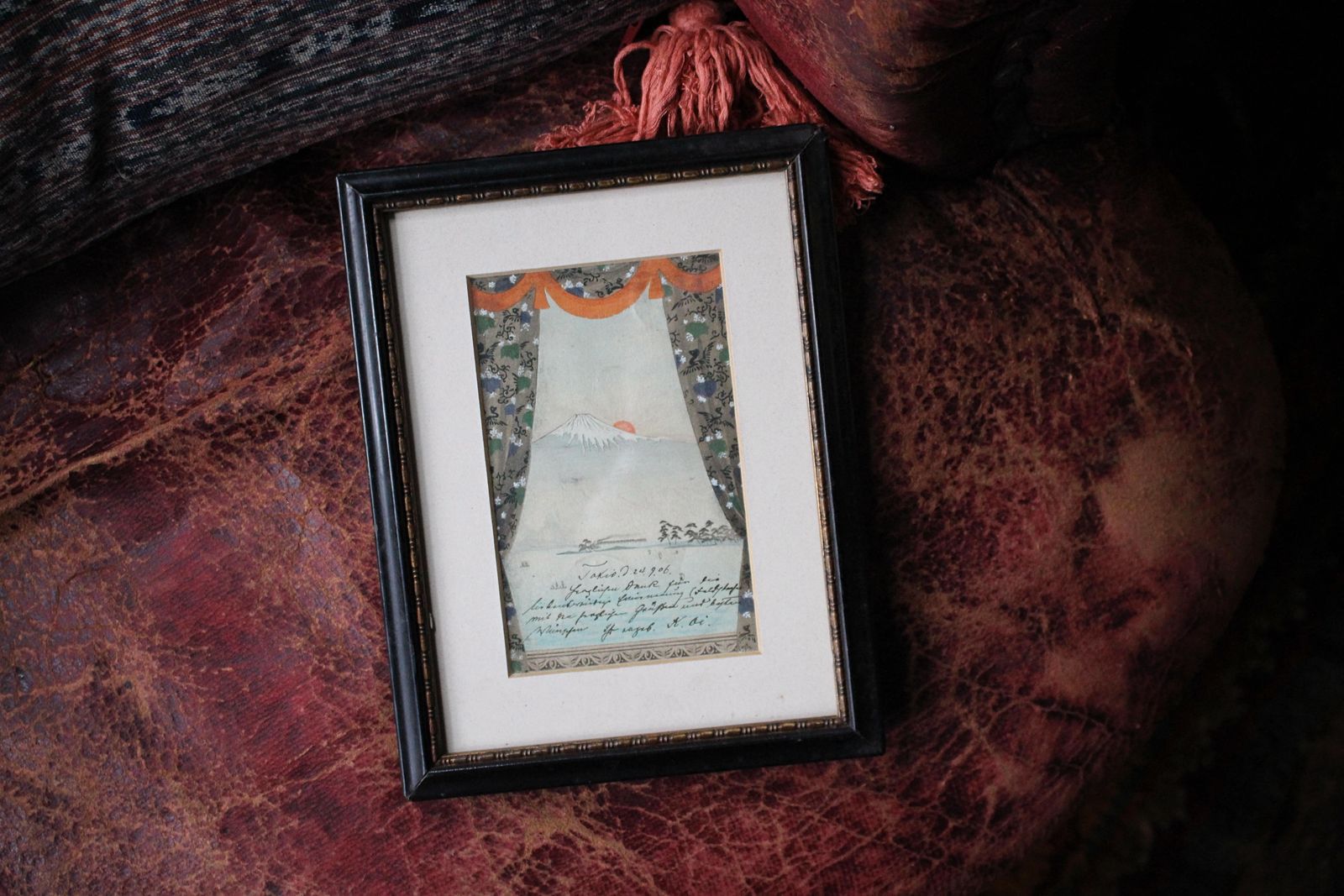 1906 Ink & Watercolour Mount Fuji At Sunrise Japanese Japan photo furniture