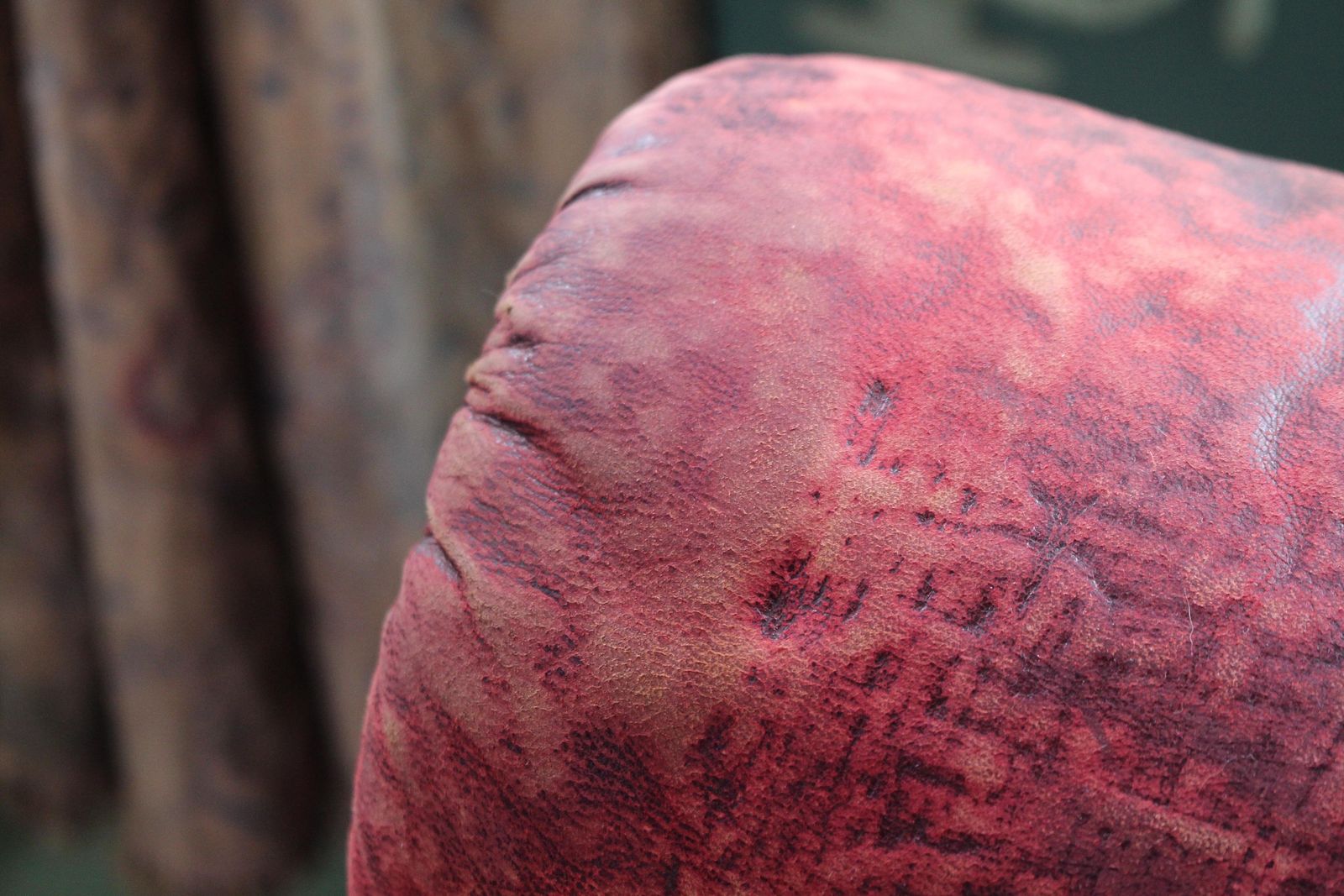 Pair Of Late 19th Century Maroon Red Leather Armchairs English Country House photo 4085.0