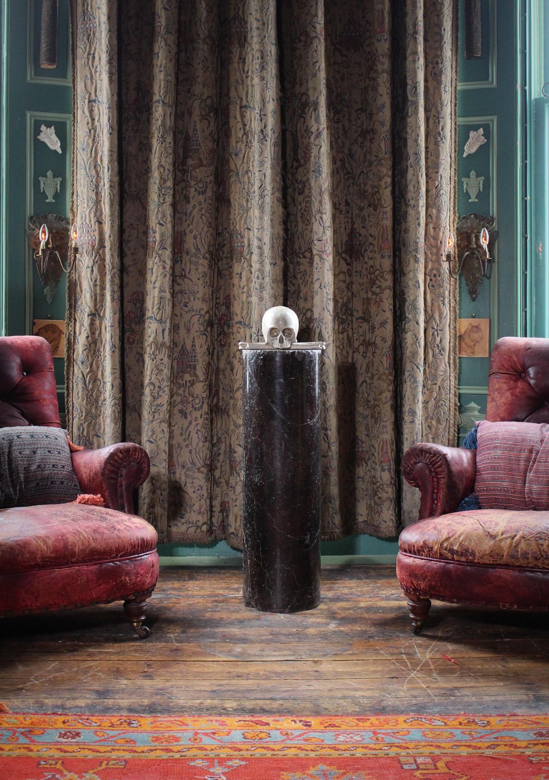 19th Century Rosso Levanto Marble Plinth Column Bust Country House Sculpture photo furniture