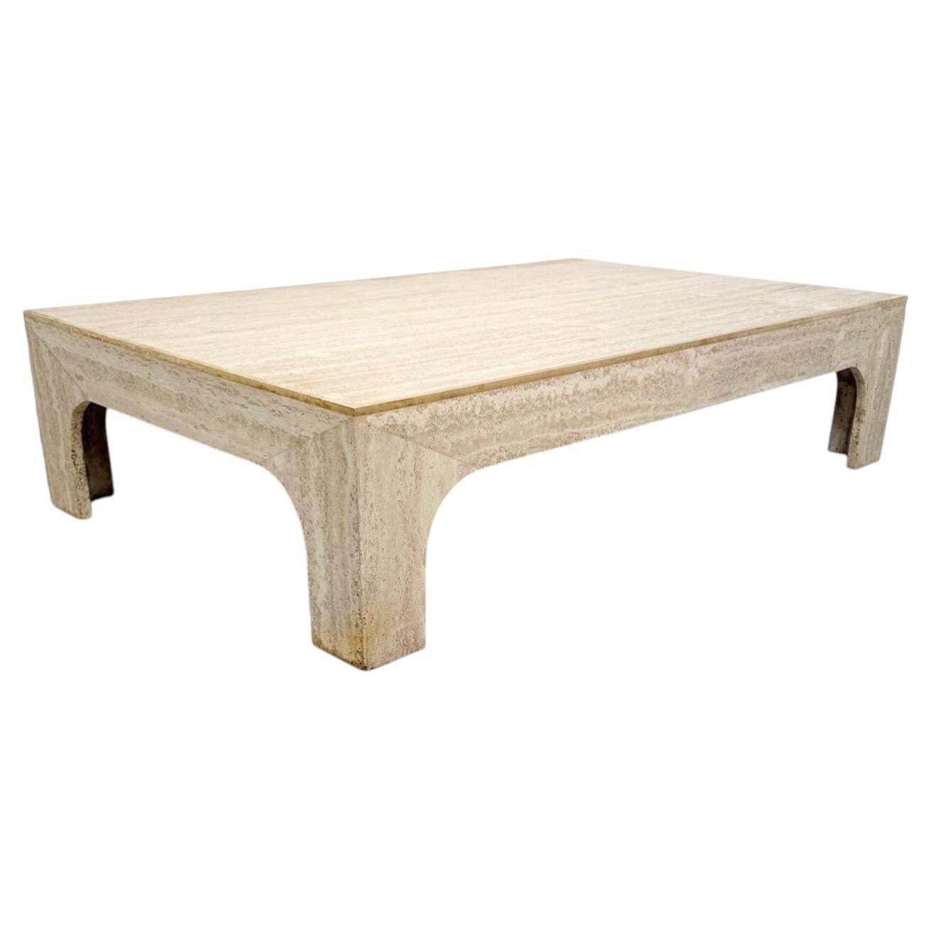 Mid Century Modern Travertine Coffee Table By Willy Rizzo, Italy, 1960s