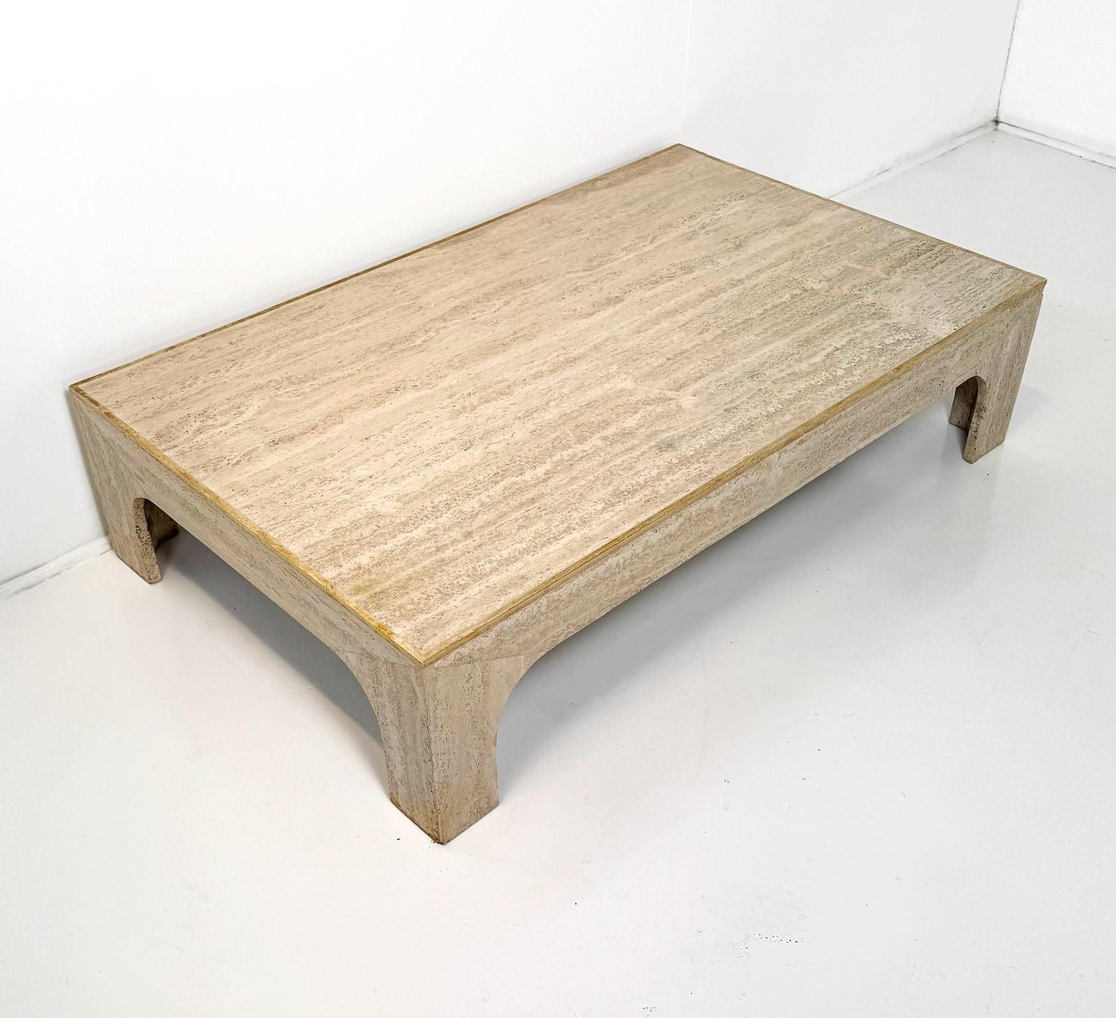 Mid Century Modern Travertine Coffee Table By Willy Rizzo, Italy, 1960s photo Furniture