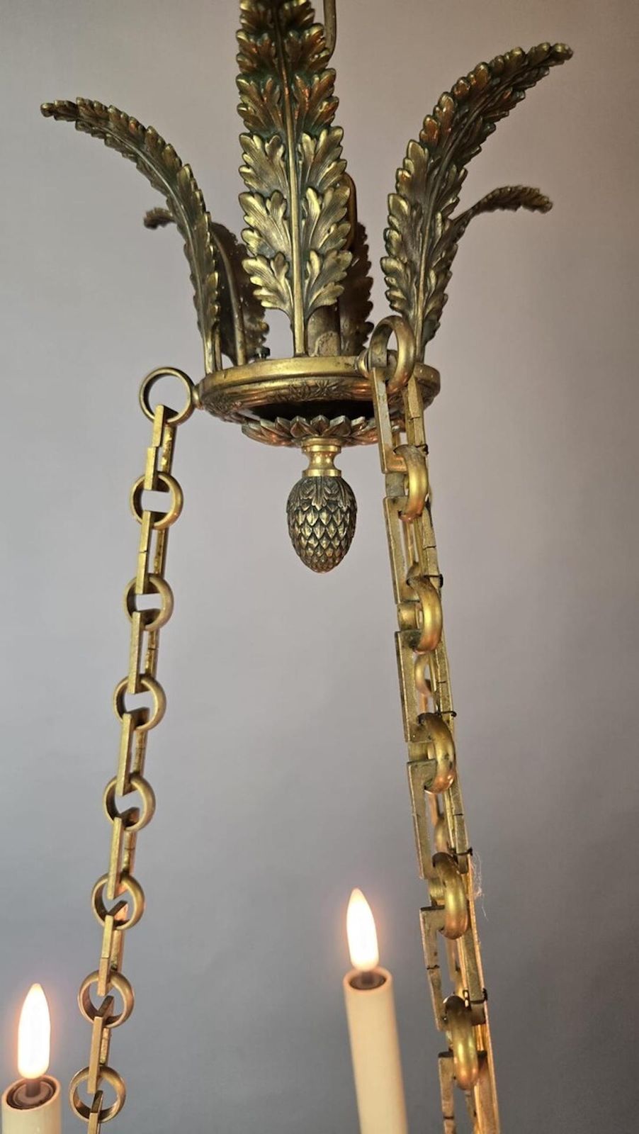 Pair Of Empire Chandeliers In Sheet Metal, Bronze And Brass, 19th photo furniture