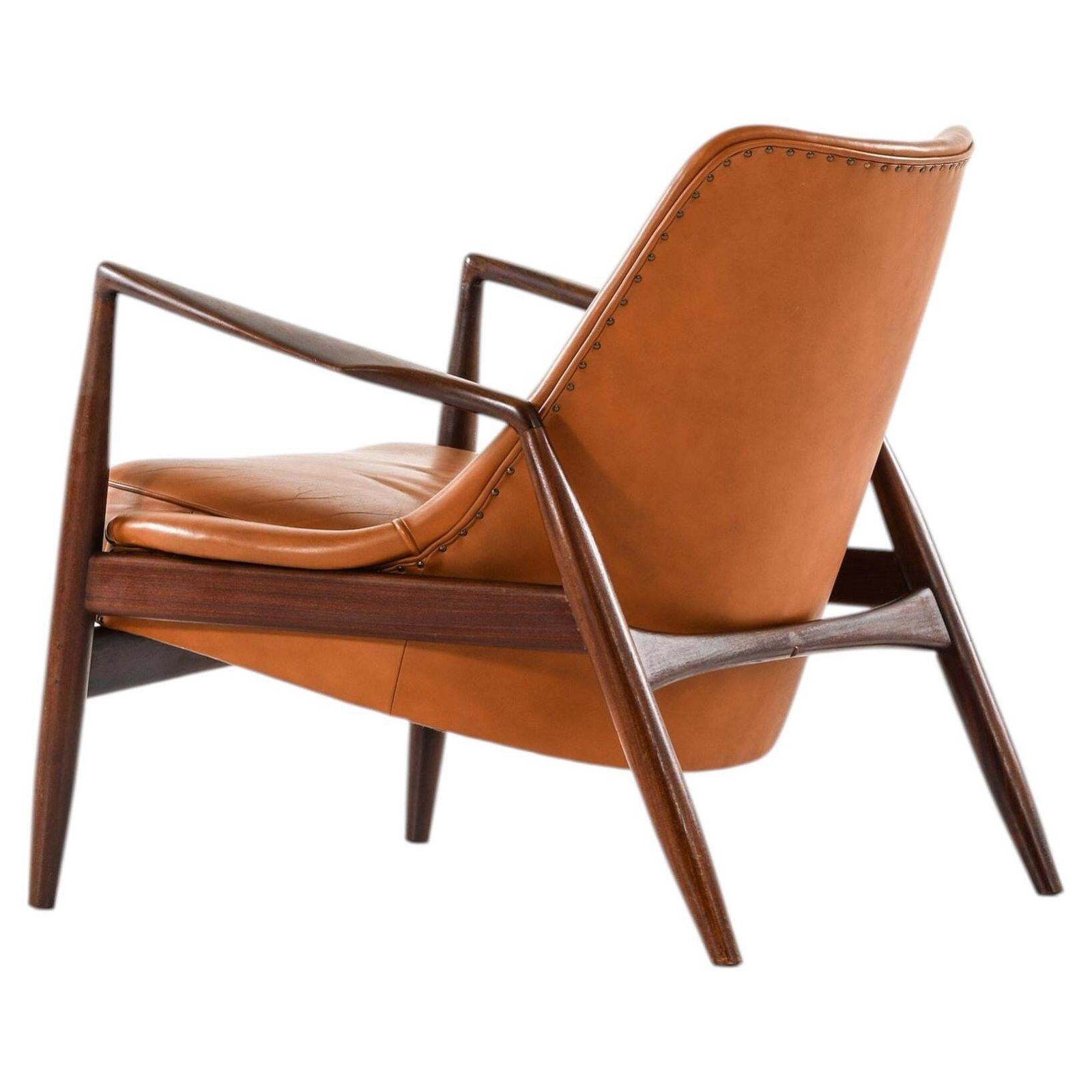 Afromosia & Leather Easy Chair By Ib Kofod Larsen, 1950s