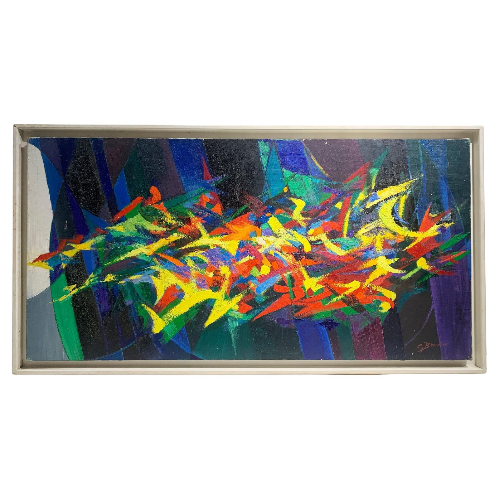 Mid Century Abstract Expressionist Painting By G. Bordier, Signed, France, 1950s