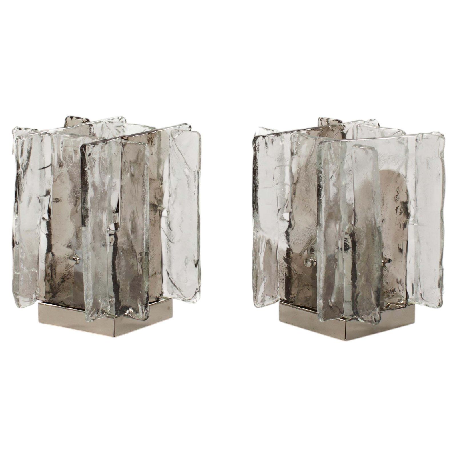 Pair Of Italian Mid Century Murano Glass Table Lamps By C. Nason For Mazzega 70s