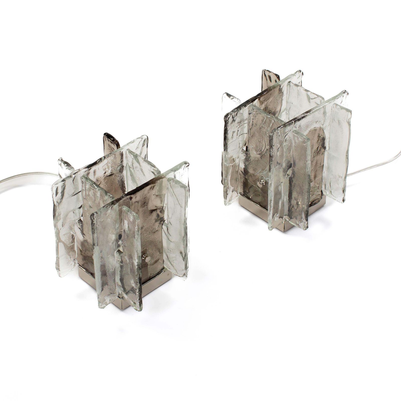 Pair Of Italian Mid Century Murano Glass Table Lamps By C. Nason For Mazzega 70s photo for sale